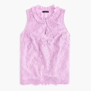NWT J. Crew Lilac Lace Sleeveless Blouse Ruffle Neck Keyhole Top Size XS/XSP